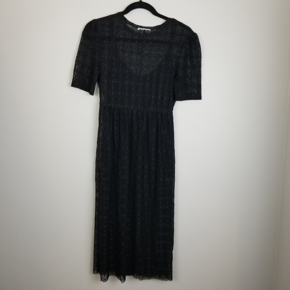 Zara lace overlay black midi maxi dress